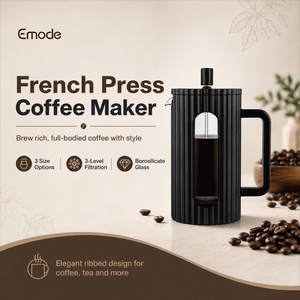 Cafetera Francesa con Vidrio de Borosilicato, 3 Niveles de Filtración, Diseño Acanalado para Café, Té y Bebidas Frías - Product Image 3