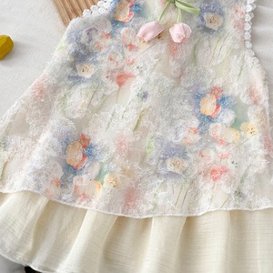 Robe d'été sans manches en dentelle unie pour filles, style princesse respirant et écologique, idéale pour les <span class=keywords><strong>vacances</strong></span>, modèle transfrontalier (ODM) - Product Image 3