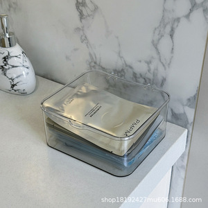 Caja de almacenamiento transparente con tapa abatible, organizador de joyas de plástico con tapa para escritorio, uso doméstico, contenedor pequeño a prueba de polvo - Product Image 5
