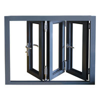 Fenêtres coulissantes en aluminium Fenêtres pliantes en aluminium Double vitrage Fenêtre pliante de balcon en aluminium avec grille intérieure