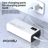 Chargeur de banque d'alimentation portable PORPIU avec logo personnalisé 30000mah Power Bank ABS Power Station avec interface USB LED et fonction d'affichage
