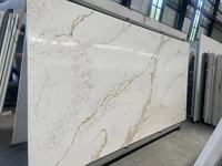Dalle de pierre en quartz blanc Calacatta de haute qualité, dalles de quartz Calacatta originales, dalles de pierre en quartz blanc et or
