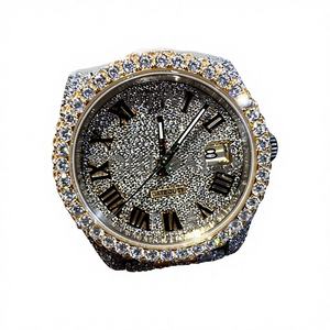 Custom VVS1 Moissanite Round Glass Dial <b>Iced</b> <b>Out</b> Stainless Steel Tester Pass Luxury Men's <b>Watch</b> - Product Image 1