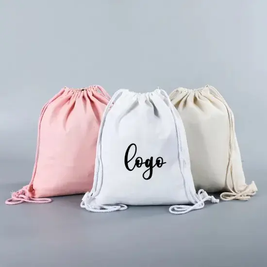 China Quality Promotion Black Cotton Canvas Drawstring Backpack with More Color Blank Bag