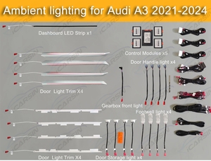 Éclairage Ambiant LED 64 Couleurs Amélioré pour <span class=keywords><strong>Audi</strong></span> A3 8Y 2021 à 2024 Accessoires d'Intérieur Lumières de Tableau de Bord et de Portes - Product Image 3