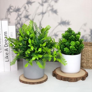 Plantes artificielles vertes en plastique de la collection Fuyu, en pot, pour la décoration intérieure du salon, du bureau et de la maison, hauteur 20 cm - Product Image 3