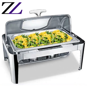 Equipo de Cocina para Hotel de 5 Estrellas, Calentador de Comida Buffet Moderno de Acero Inoxidable con Tapa Enrollable de 9L, Chafing Dish en Venta en Filipinas - Product Image 2