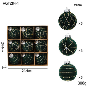 Bola de Navidad de Plástico con Efecto Flocado de 8 cm, Bola de Color para Árbol de Navidad, Juego de Piezas Colgantes en Caja, Adornos Navideños Colgantes - Product Image 6