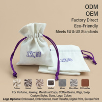 Pochette à cordon en sergé de coton doux pour bijoux, sac anti-poussière en toile de lin recyclable avec logo personnalisé imprimé