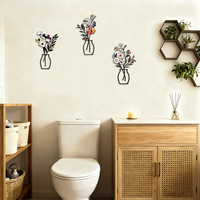 Lot de 3 Vases Muraux en Métal pour Fleurs, Ornements Floraux Colorés à Suspendre pour la Maison, la Cuisine, la Salle à Manger, Décoration Murale Intérieure, Coffrets Cadeaux