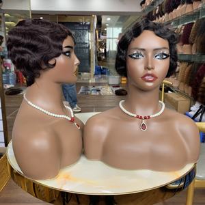 Peluca de Cabello Humano Corto y Económica, Hecha a Máquina, Nueve Colores Diferentes, Peluca Rizada, Producto al por Mayor - Product Image 3