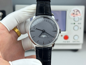Montre pour homme élégante et multifonctionnelle, calendrier, résistante à l'eau, boîtier en acier inoxydable, bracelet en cuir véritable noir, aiguilles - Product Image 1