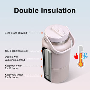 Vaso Térmico Personalizado 2026 de Gran Capacidad, Acero Inoxidable 18/8, Libre de BPA, 64oz, con Tapa y Asa, Bicolor, para Bebidas Calientes/Frías, Growler para Cerveza - Product Image 3