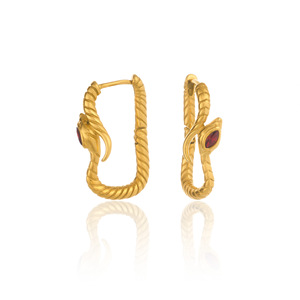 <span class=keywords><strong>Orecchini</strong></span> Trendy placcato oro 18K in acciaio inossidabile a cerchio di <span class=keywords><strong>serpente</strong></span> <span class=keywords><strong>con</strong></span> pietra di zircone - Product Image 5