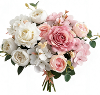 Penjualan Panas Grosir Premium Realistis Buket Mini Mawar Peony Sutra Lembut Bunga Buatan Kecil Dekorasi Pernikahan Pengantin Grosir