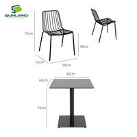 Chaise de salle à manger en acier moderne SUNLAND, résistante aux intempéries, en fil de fer, facile à nettoyer, idéale pour les cafés et restaurants en plein air