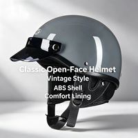 Nouveau Casque Moto Rétro Ouvert Style Vintage avec Visière Détachable Classique 3/4 Coque ABS Demi-Coque Cache-Oreilles Business/Luxe