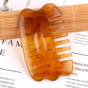 Venta caliente resina plástico peine acupresión masaje Gua Sha cabello cuero cabelludo masajeador para alivio del dolor de cabeza - Product Image 6