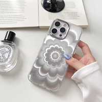 Pour 17 Promax & 11/13/15 Pro/16plus Coque en TPU électroplaqué avec design de fleurs fantômes 3D Étanche