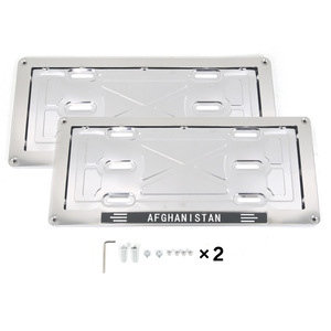 2 Pièces Cadre de Plaque d'Immatriculation en Alliage de Zinc Effet Miroir Afghanistan avec Barre Inférieure Noire et Vis - Product Image 1
