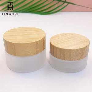 Crème pour le visage en pot de verre 100g, ambre givré, avec couvercle en plastique transparent - Product Image 4