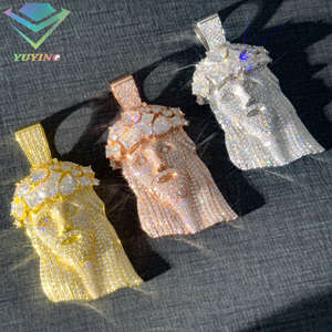 จี้พระเยซูแบบ Iced out ชุบทอง เงินแท้ 925 ประดับเพชร VVS moissanite ผ่านการทดสอบเพชร มีใบรับรอง GRA เหมาะสำหรับทั้งชายและหญิง สไตล์ฮิปฮอป - Product Image 5