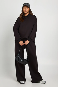 Women's <strong>Maternity</strong> Collared Button Down Sweatshirt &amp; Wide Leg Tracksuit Breathable Autumn Wear Lounge Wear - Product Image 3