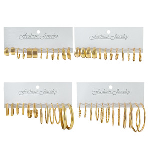 Juego de 12 Pares de Aretes de Aro de Aleación de Zinc Plateados con Perlas de Imitación, Joyería de Moda para Mujer, Estilo Moderno para Fiestas - Product Image 5