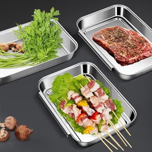Juego de 3 bandejas cuadradas entrelazadas de acero inoxidable para hornear, cocinar, rebozar y marinar alimentos - Product Image 1