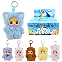 Porte-clés en peluche personnalisé mini CPC, chat violet carré, super doux, créatif, style anime, pour sac à main
