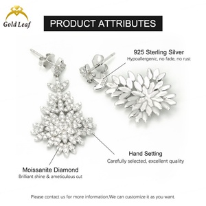Boucles d'oreilles clous pour femmes en argent sterling 925 plaqué or, nouvelle arrivée, moissanite taille D VVS, certifiée par un tiers, tendance - Product Image 3