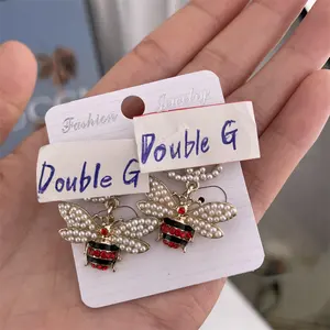 Groothandel Luxe Earring Retro Bee Dubbele G Designer Oorbellen Beroemde Merk Juiste Logo Oorbellen Vrouwen Sieraden
