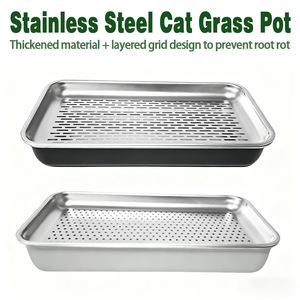 Kit de plantation d'herbe à chat hydroponique biologique en acier inoxydable de haute qualité, plateaux de culture, pot de germination de graines à double couche - Product Image 2