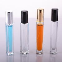 Lot de 100 flacons roll-on carrés transparents en verre de 10 ml, rechargeables, vides, pour parfum, huile cosmétique, avec bouchon à vis