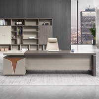 Bureau de direction moderne en bois de luxe en forme de L extensible avec finition anti-eau/anti-rayures