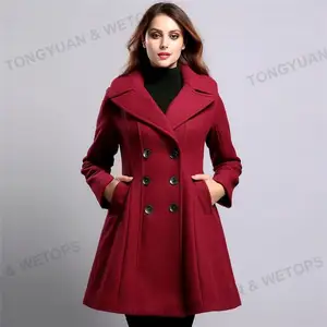 Womens Plus Size Clothing Double Breasted Factory Custom Winter Coats Plus Size Women's Coats Wool Coats For Women