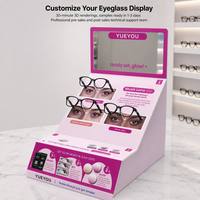 Présentoir de Comptoir Rose en Forme de A pour Lunettes avec Miroir Intégré et Emplacements pour Produits – Guide Pas à Pas