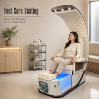 Station de pédicure avec bain de pieds, éclairage LED et fauteuil de salon pour soins professionnels des ongles