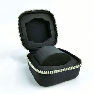 Custom Logo Hard Shell <b>Watch</b> Pouch Black Leather Waterproof EVA <b>Watch</b> Box Travel Small EVA <b>Watch</b> <b>Case</b> with Foam Pillow - Product Image 1