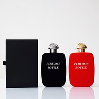 Bouteilles de parfum carrées plates à paroi épaisse vides 100ml Bouteille de parfum rectangulaire de luxe en verre avec couvercle en alliage de zinc