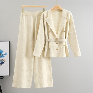Conjunto <span class=keywords><strong>de</strong></span> Blazer <span class=keywords><strong>de</strong></span> Punto <span class=keywords><strong>de</strong></span> Manga Larga con Estampado Sólido Elegante <span class=keywords><strong>para</strong></span> <span class=keywords><strong>Mujer</strong></span> <span class=keywords><strong>y</strong></span> Pantalones Holgados, Conjunto <span class=keywords><strong>de</strong></span> Pantalones <span class=keywords><strong>de</strong></span> Punto Otoño Invierno 2025, Estilo Casual - Product Image 5