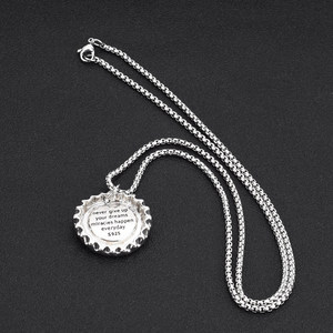 Retro Simple <b>Titanium</b> Steel Geometric Coke Bottle Cap Shaped Pendant Necklace Silver Plated Unisex's Necklaces Fashion Jewelry - Product Image 5