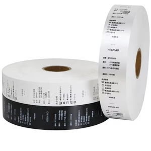 Étiquette de lavage recyclable rouleau <span class=keywords><strong>vierge</strong></span> bord tissé en satin gros rouleau d'étiquettes de composition en satin blanc pour vêtement - Product Image 6
