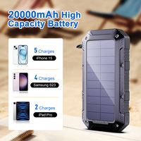 Banque d'énergie solaire longue durée de 20000mAh étanche avec double ports USB batterie Li-polymère d'entrée de type C pour des voyages prolongés