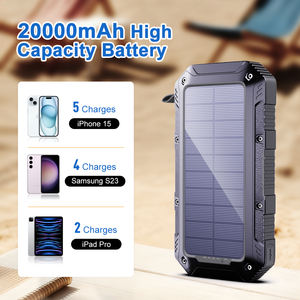 Banque d'énergie solaire longue durée de 20000mAh étanche avec double ports USB batterie Li-polymère d'entrée de type C pour des voyages prolongés - Product Image 3