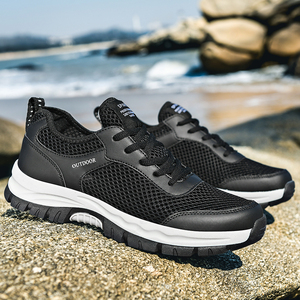 Chaussures de sport montantes pour hommes, grande taille, semelle MD, tige en maille respirante, souples, à lacets, pour la course et la marche printemps-été - Product Image 4
