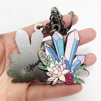 Gantungan Kunci Logam Lucu, Cincin Kunci, Keyring Logo Kustom, Gantungan Kunci Bentuk Bunga Berlapis Emas Personalisasi