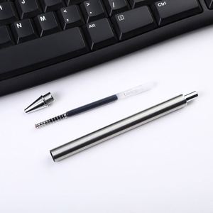No Clip Minimalist All Stainless Steel Click Gel <b>Pen</b>, Seamless Brushed Metal <b>Retractable</b> Signature <b>Pen</b> Custom Laser Logo - Product Image 3
