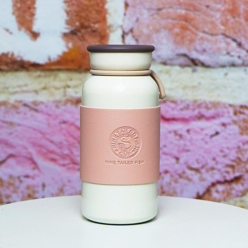 White single cup pink leather case