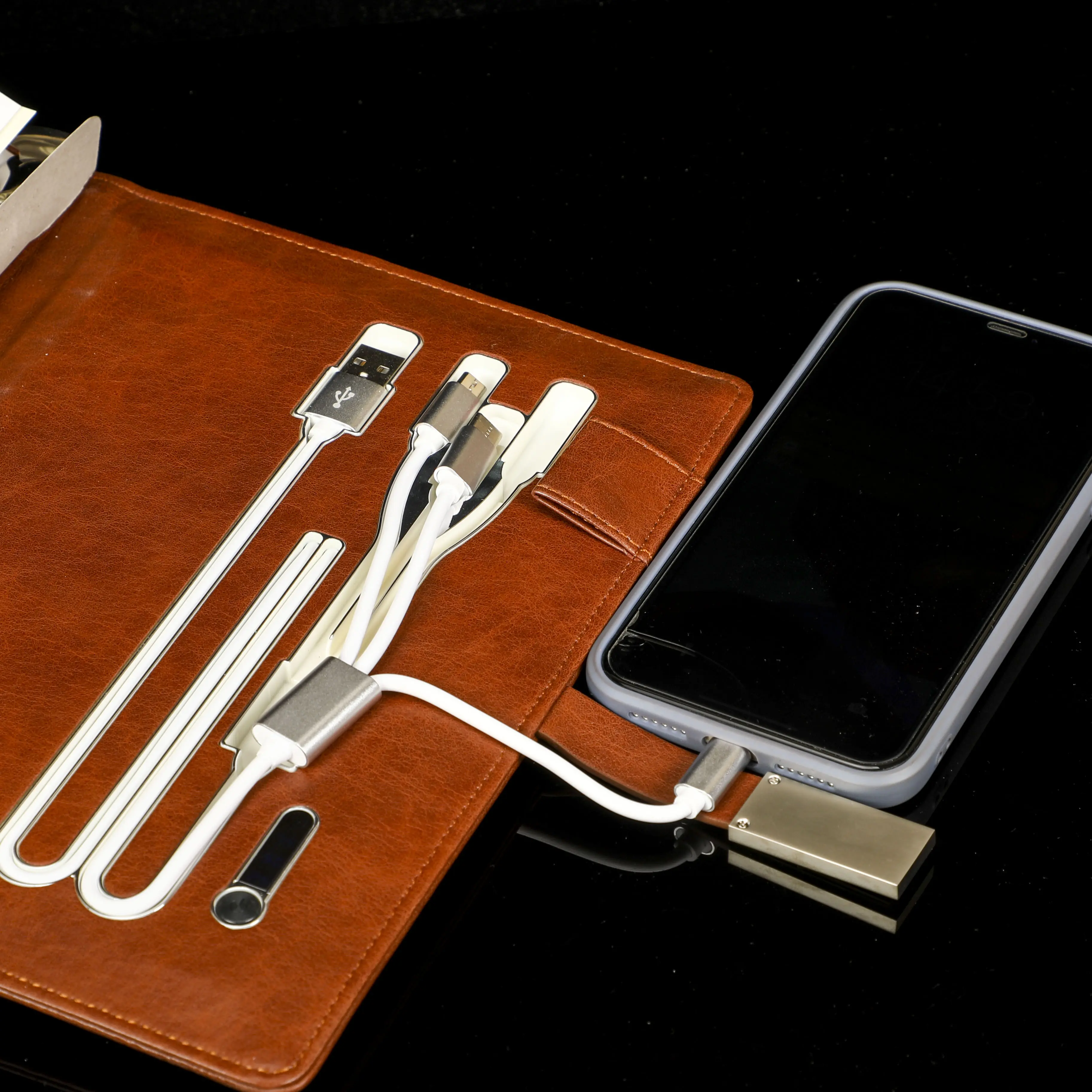 Großhandel Luxus Smart Notebook Agenda mit Power Bank Molkerei Notebook mit USB-Stick